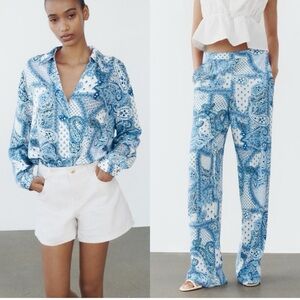 Zara paisley print set shirt and pants